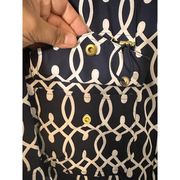 Crown and Ivy Rain Coat. Blue and White-M - Picture 5 of 9